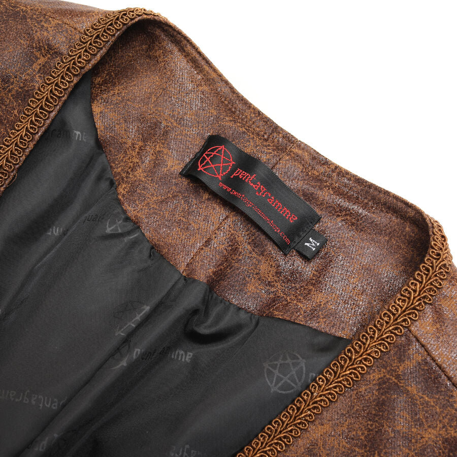 Gilet steampunk à rayure MARRON