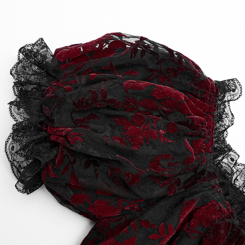 TOP GOTHIQUE EN DENTELLE ROUGE