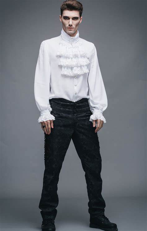 Chemise en mousseline gothique et son Jabot BLANCHE