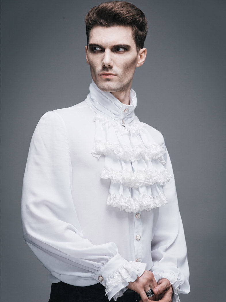 Chemise en mousseline gothique et son Jabot BLANCHE
