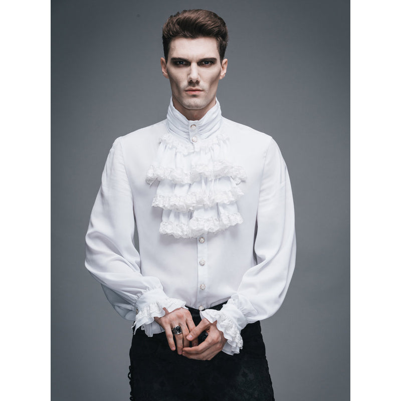 Chemise en mousseline gothique et son Jabot BLANCHE
