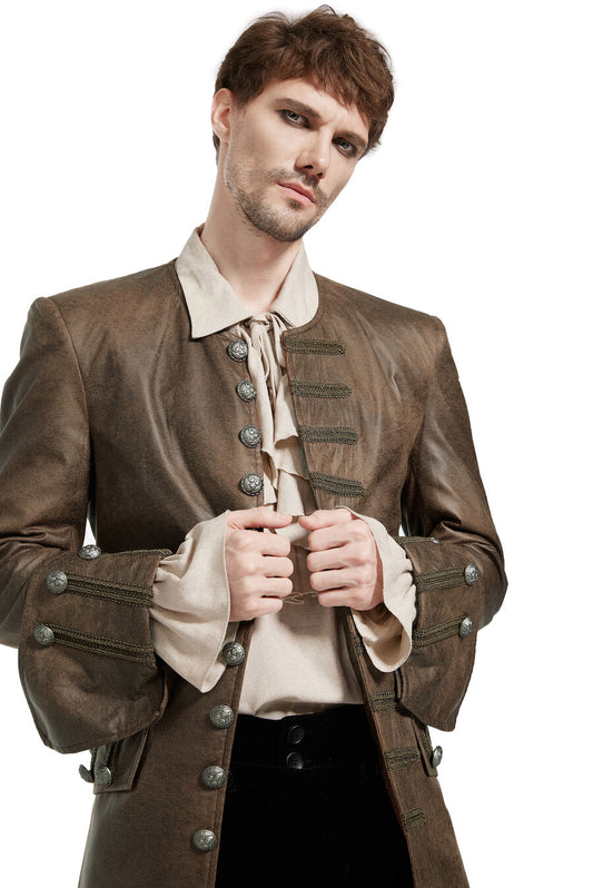 Manteau long en coton style officier gothique de pentagramme