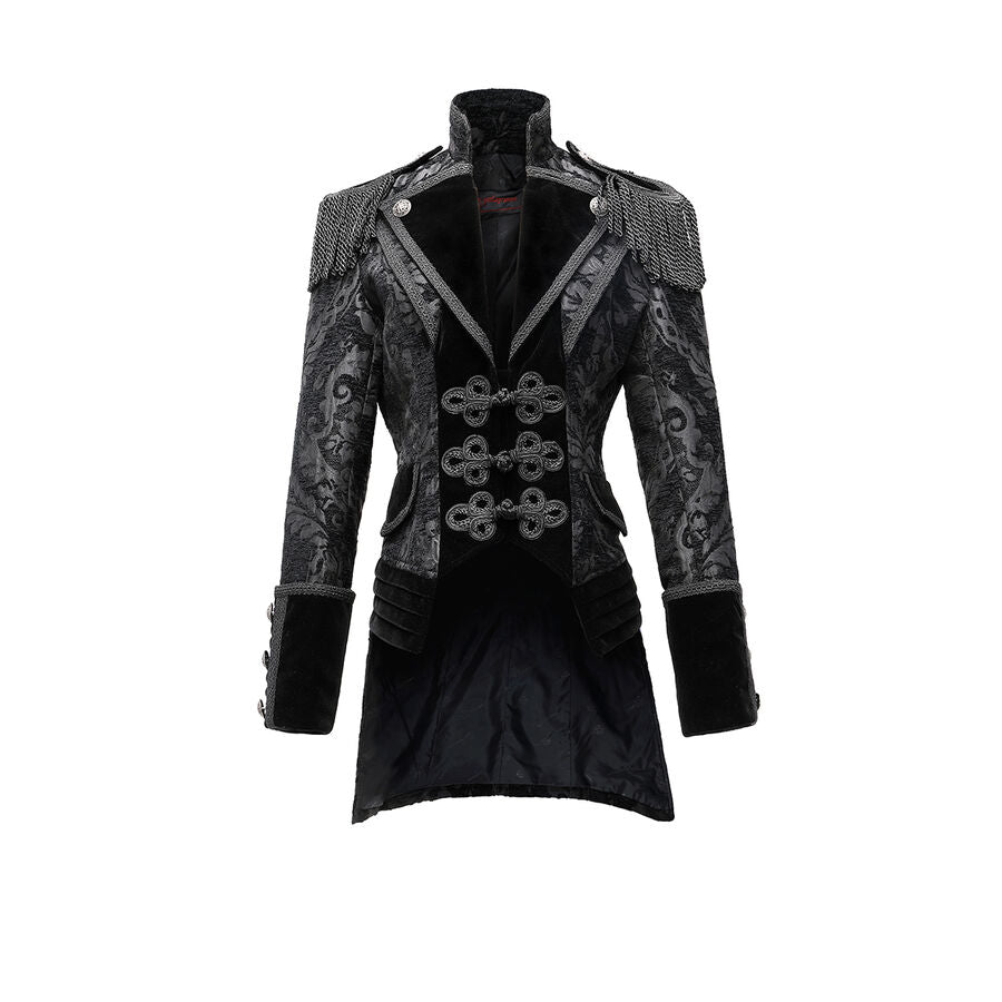 veste femme jacquard gothique queue-de-pie Noir