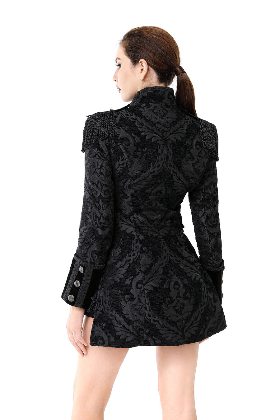 veste femme jacquard gothique queue-de-pie Noir