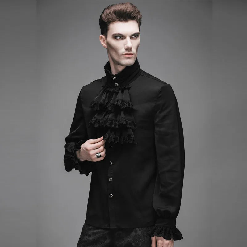 Chemise en mousseline gothique et son Jabot NOIR