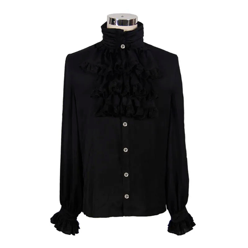 Chemise en mousseline gothique et son Jabot NOIR