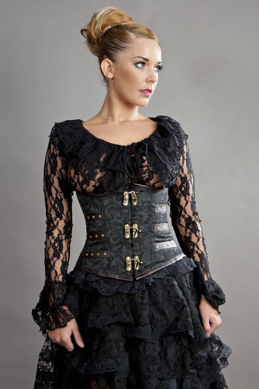 Bustier c-lock u/b BLACK SCROLL brocade