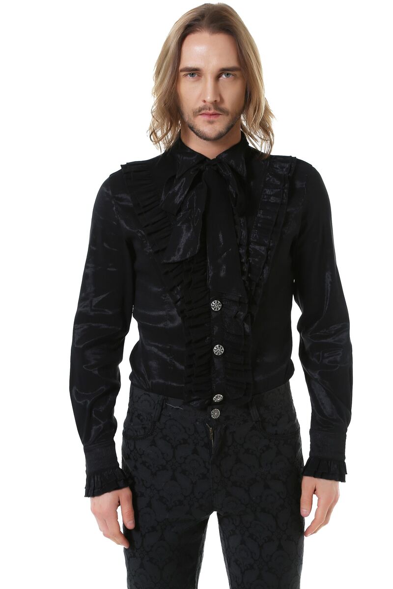 CHEMISE GOTHIQUE NOIR ARISTOCRATE VICTORIEN HOMME TAFFETAS